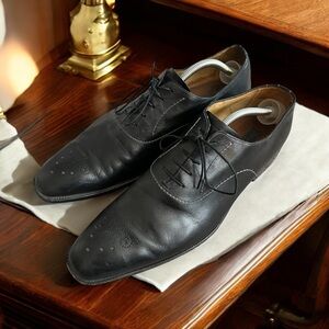 Johnston & Murphy Mens 12 Black Leather Oxford Dress Shoes 24 0215